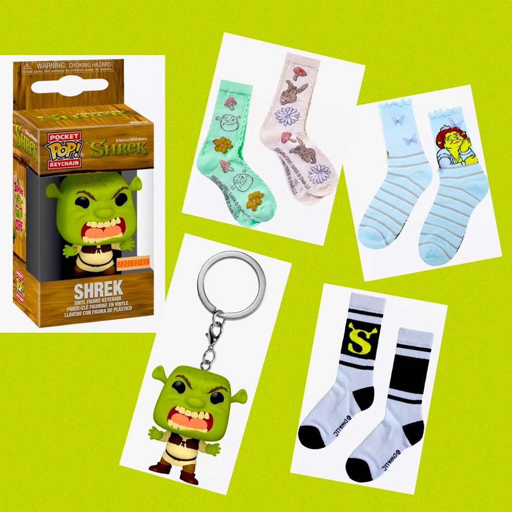 Shrek Bundle: Key chain Funko Pocket Pop and 4 Pairs of socks